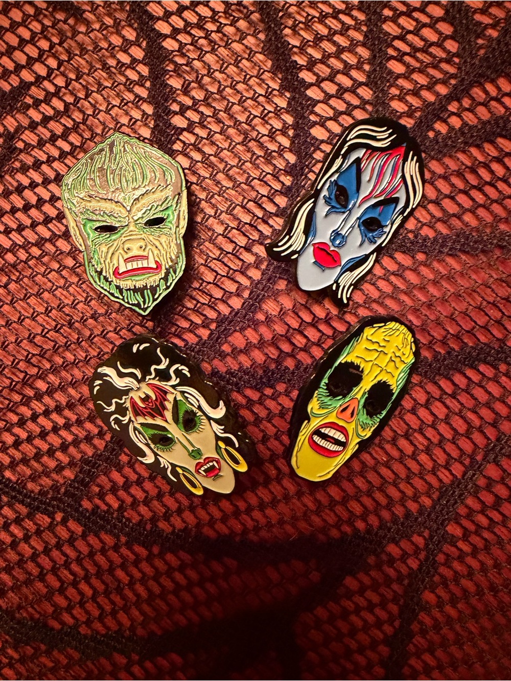 Vixen by Micheline Pitt x Ben Cooper Multicolor Horror Face Enamel Brooch Set